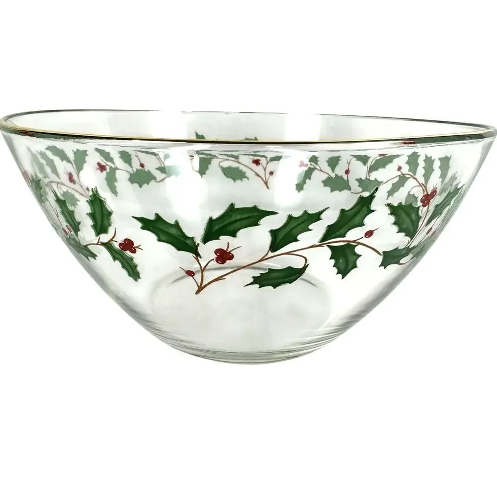 Arcoroc France Christmas Clear Holly Berries Vintage 9